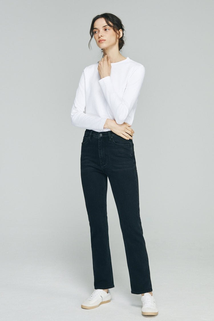 Two Shots High Rise Straight Crop Jeans HJ013