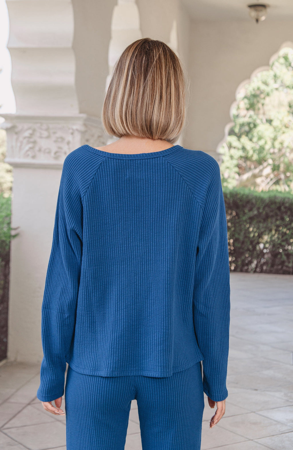 Jules Waffle Knit Organic Cotton V-Neck Pullover