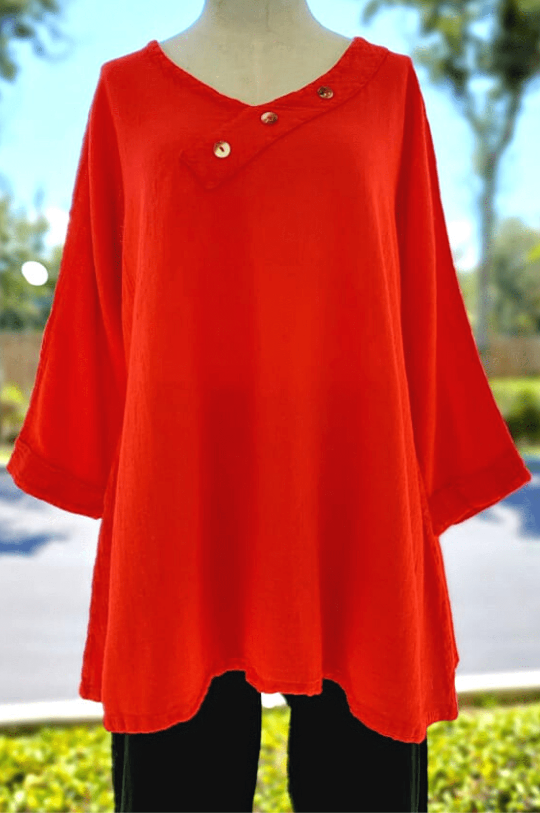 Lu V-Neck Top 100% Cotton Gauze