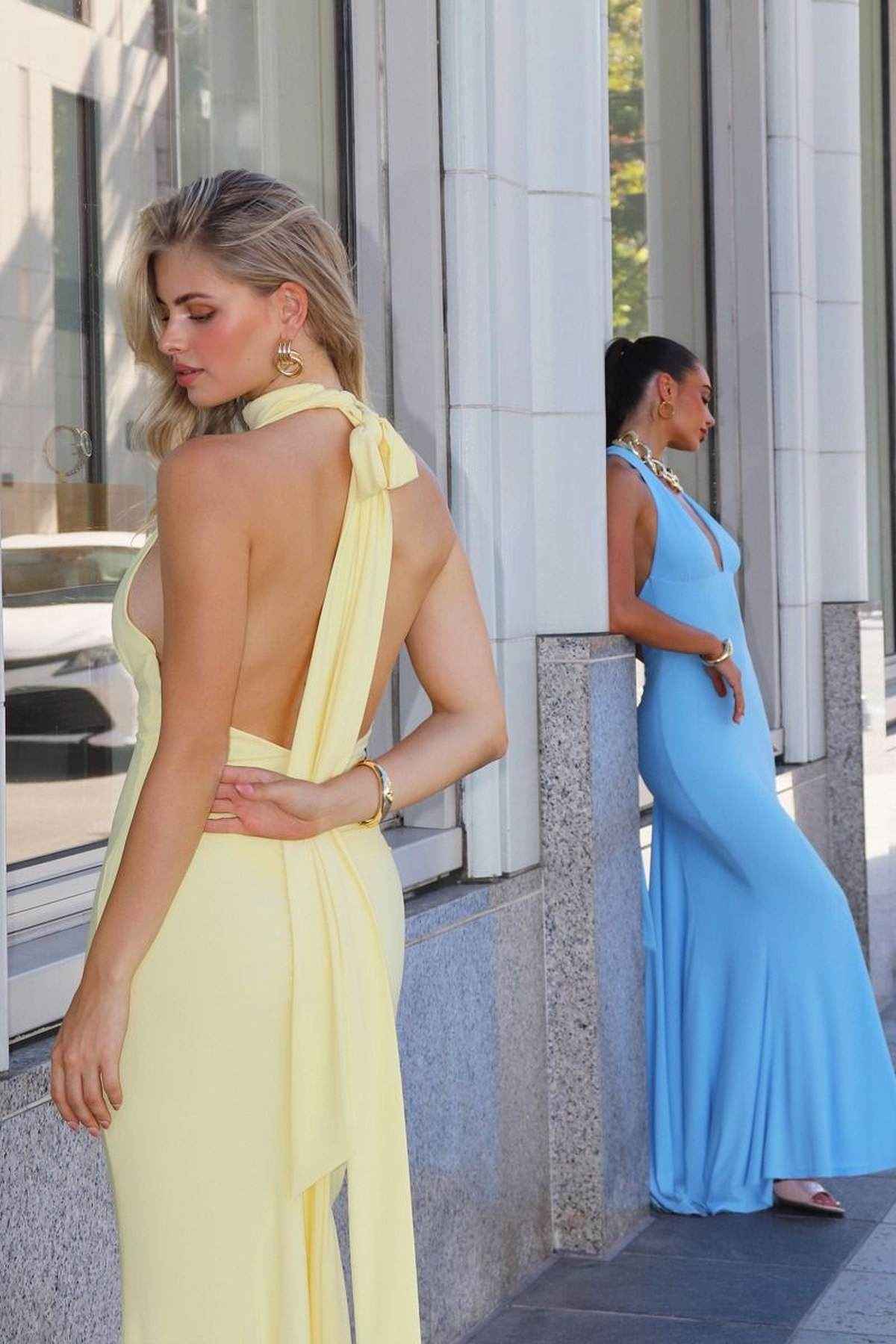 Astee T505 Sleek Halter Neck Fitted Stretch Gown