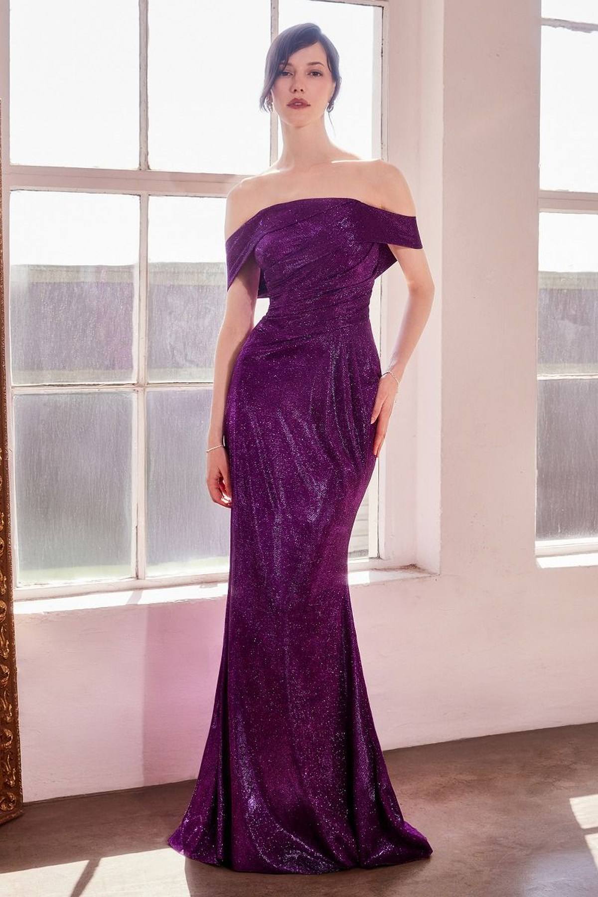 Ladivine Amoris T603 Off Shoulder Classic Modest Fitted Prom Gown