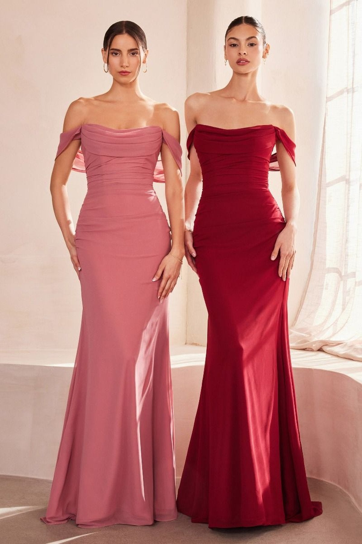 Ladivine Amoris T705 Off Shoulder Fitted Bridesmaid Gown