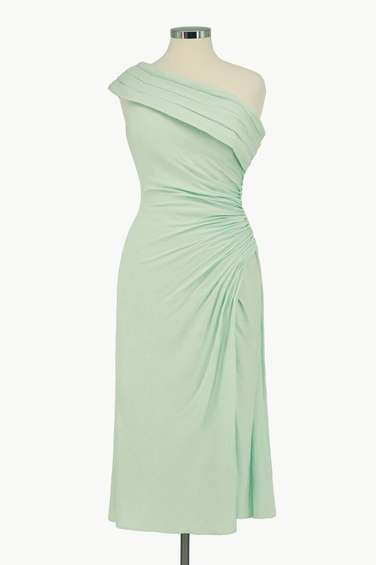 Ladivine Amoris T802 Knee Length One Shoulder Chiffon Dress