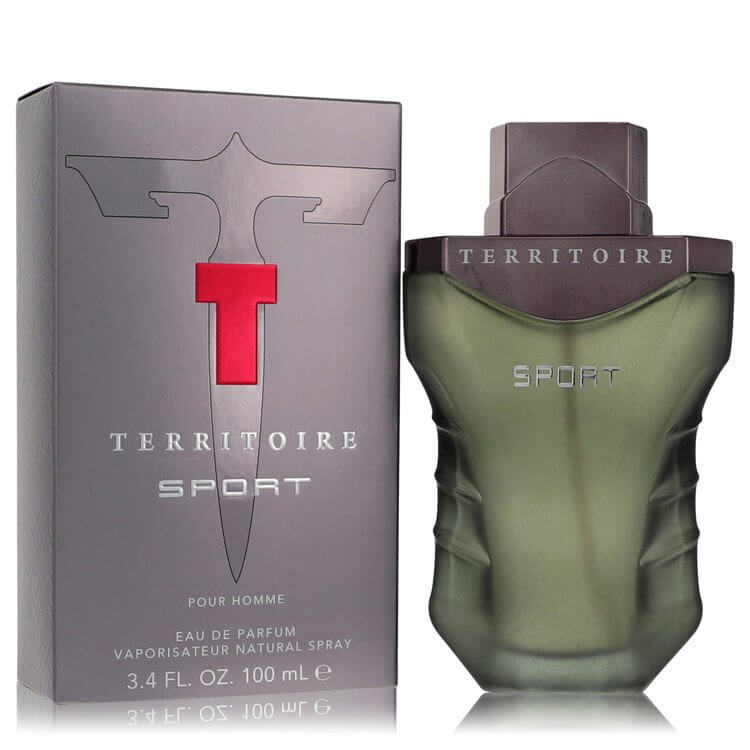 Territoire Sport by YZY Perfume Eau De Parfum Spray 3.3 oz for Men in a bottle with a sleek design and box.