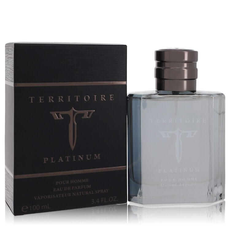 Territoire Platinum by YZY Perfume Eau De Parfum Spray 3.4 oz for Men with box and bottle displayed.