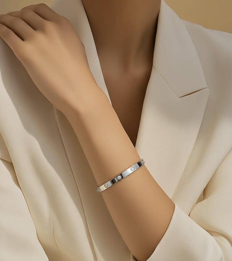 BG308WP B.Tiff High Polish 8-Stone Bangle Bracelet