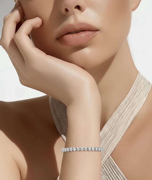 BG399W B.Tiff 4mm Heart Tennis Bracelet - Thin