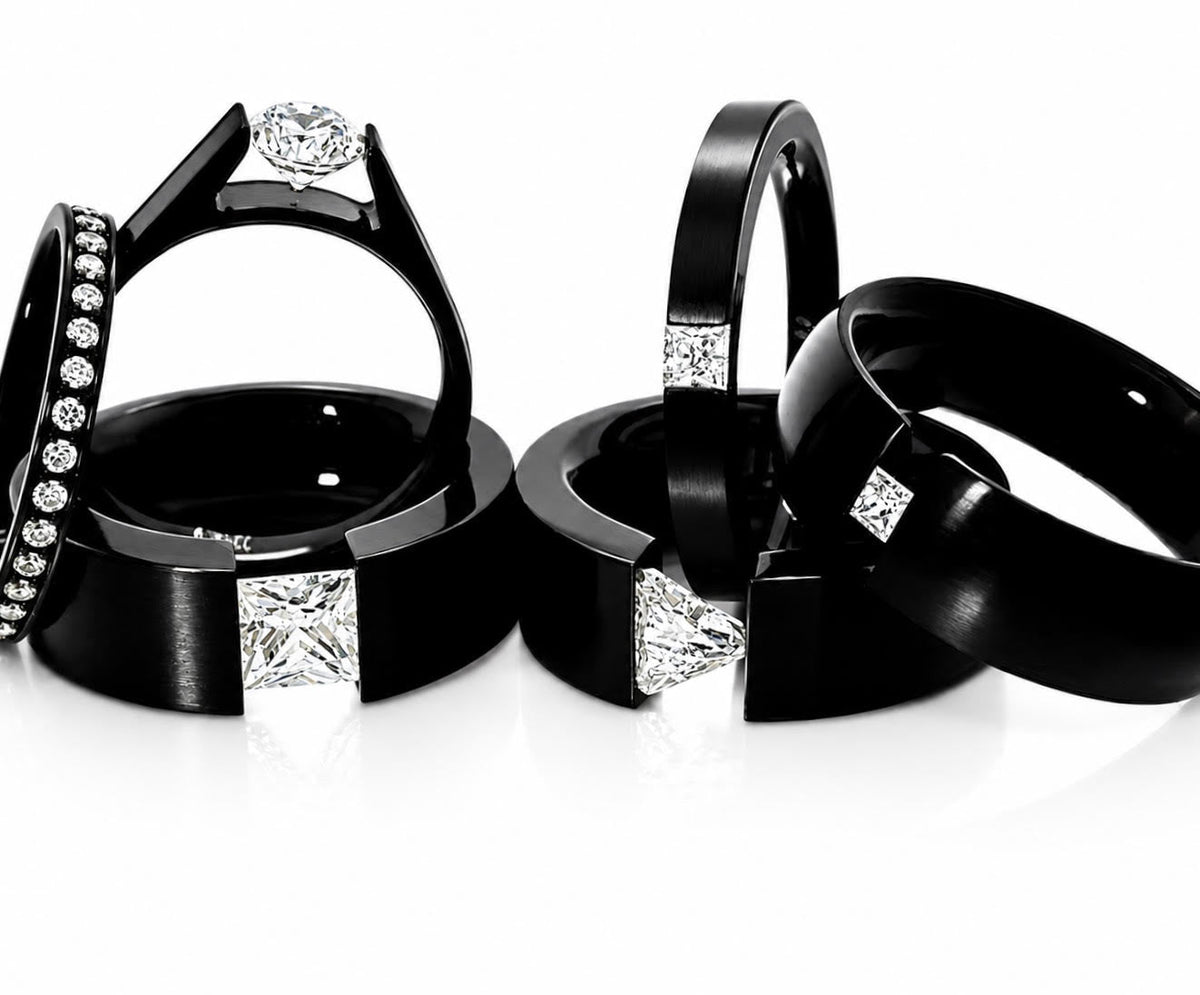 RG111B B.Tiff Black Stacking .01 ct Eternity Ring [Thin Band]