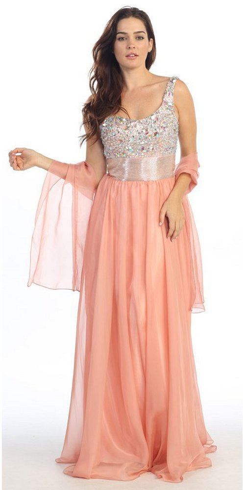 CLEARANCE - Eureka Fashion 2401 One Shoulder Corset A-Line Long Ball Gown (Size 2XL)