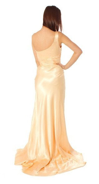 CLEARANCE - Cinderella Divine 2145 Long Dress Satin One Shoulder Rhinestone (Size 4, 8)